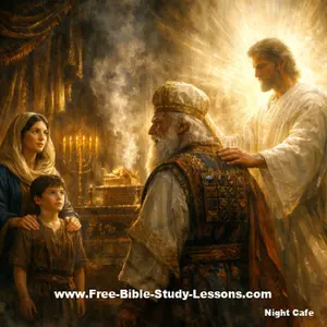 Hannah bringing Samuel to Eli and Jesus