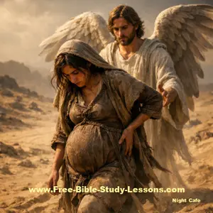 hagar in desert with Angel of the Lord