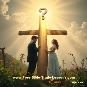 Couple at the cross with question