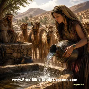 Rebekah at the well watering camels
