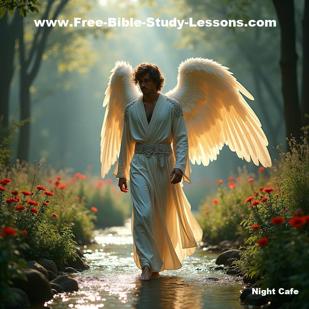Angel Walking In Garden