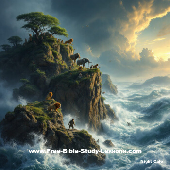 Animals trying to escape the Flood