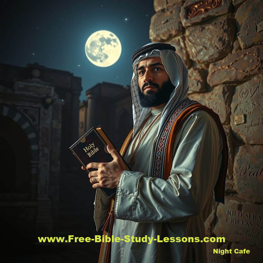 Arab holding Bible for meaning of life