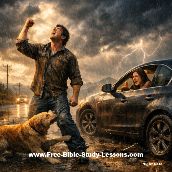 man shaking fist at God