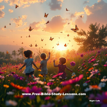 Children playing in meadow