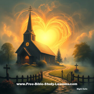 Country church with heart in the background