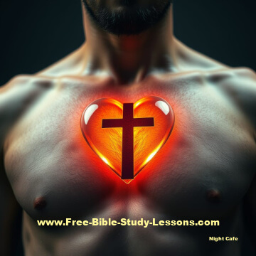 cross and heart on man's chest