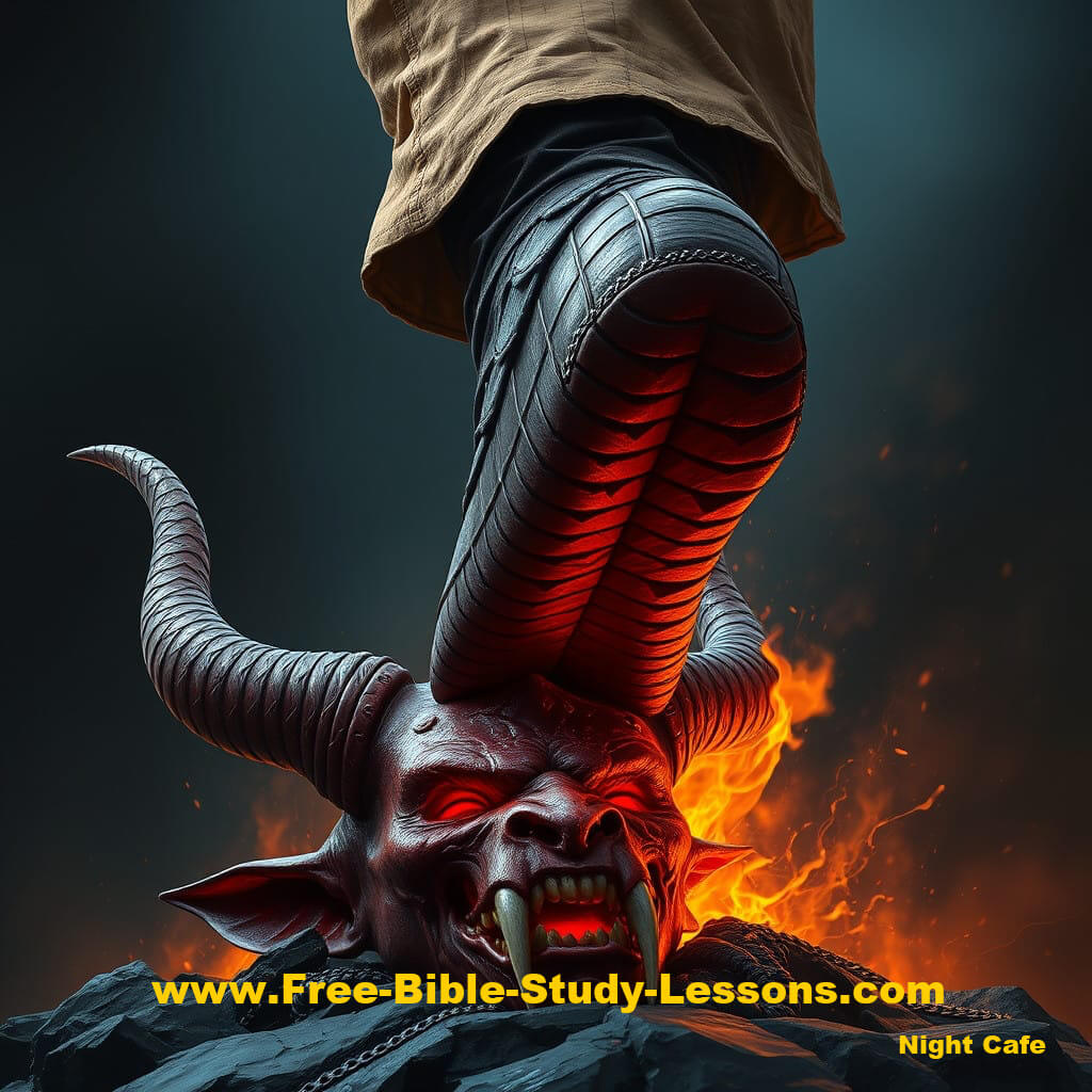 Foot crushing devil's head