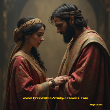 David and Bathsheba holding hands