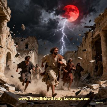 people running from natural disaster