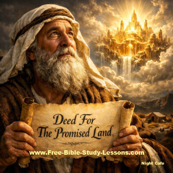 Abraham holding deed but thinking of heaven