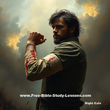 man with bandaged arm