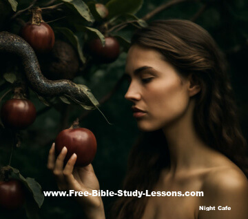 Eve. apple and serpent