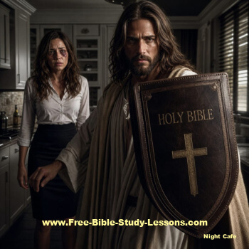 Jesus using His Word to protect an abuse victim