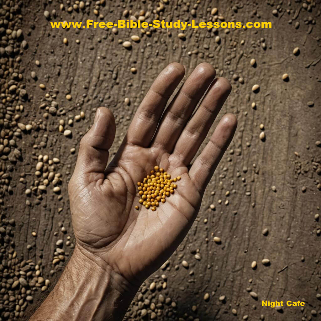 hand holding mustard seeds