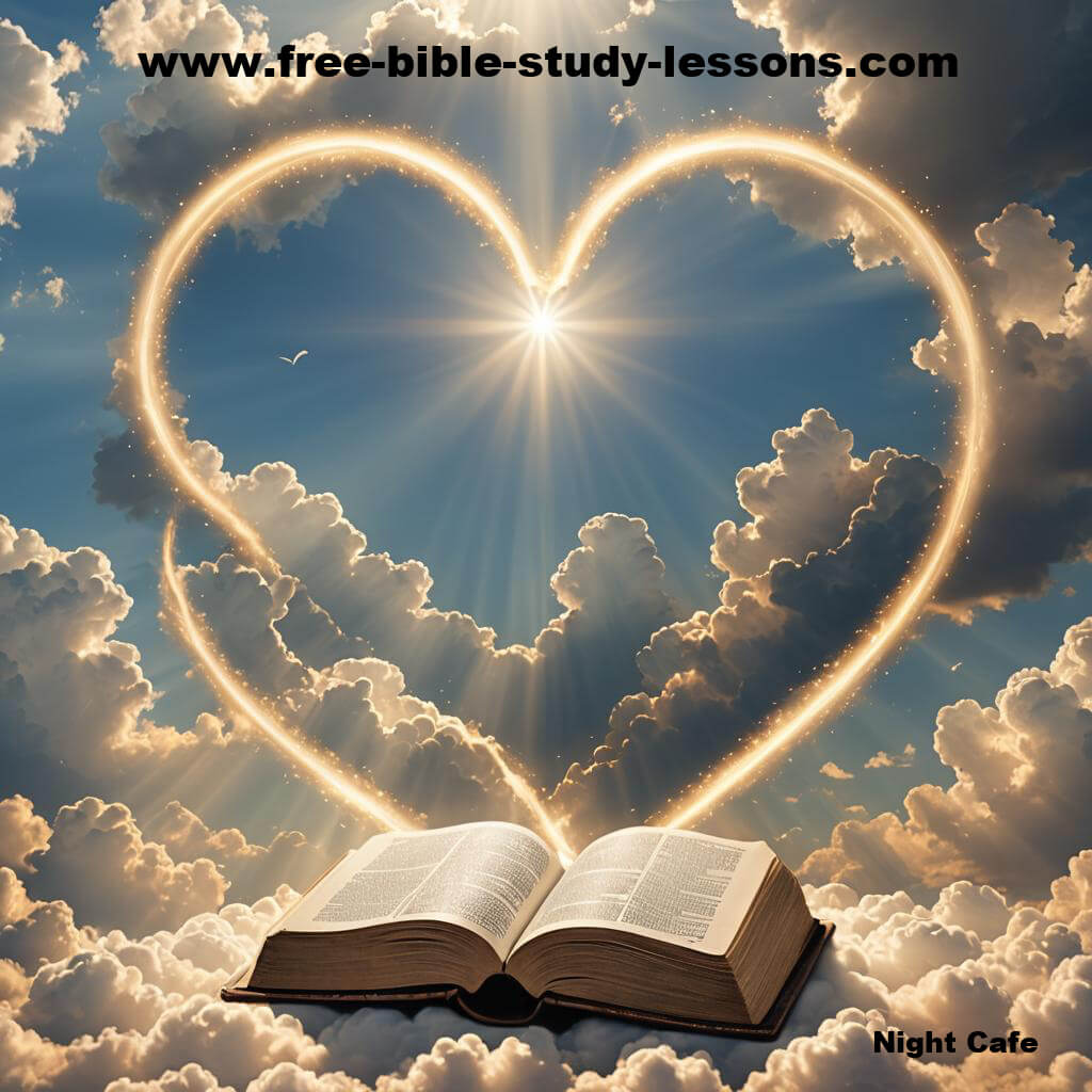 Heart and Bible in clouds