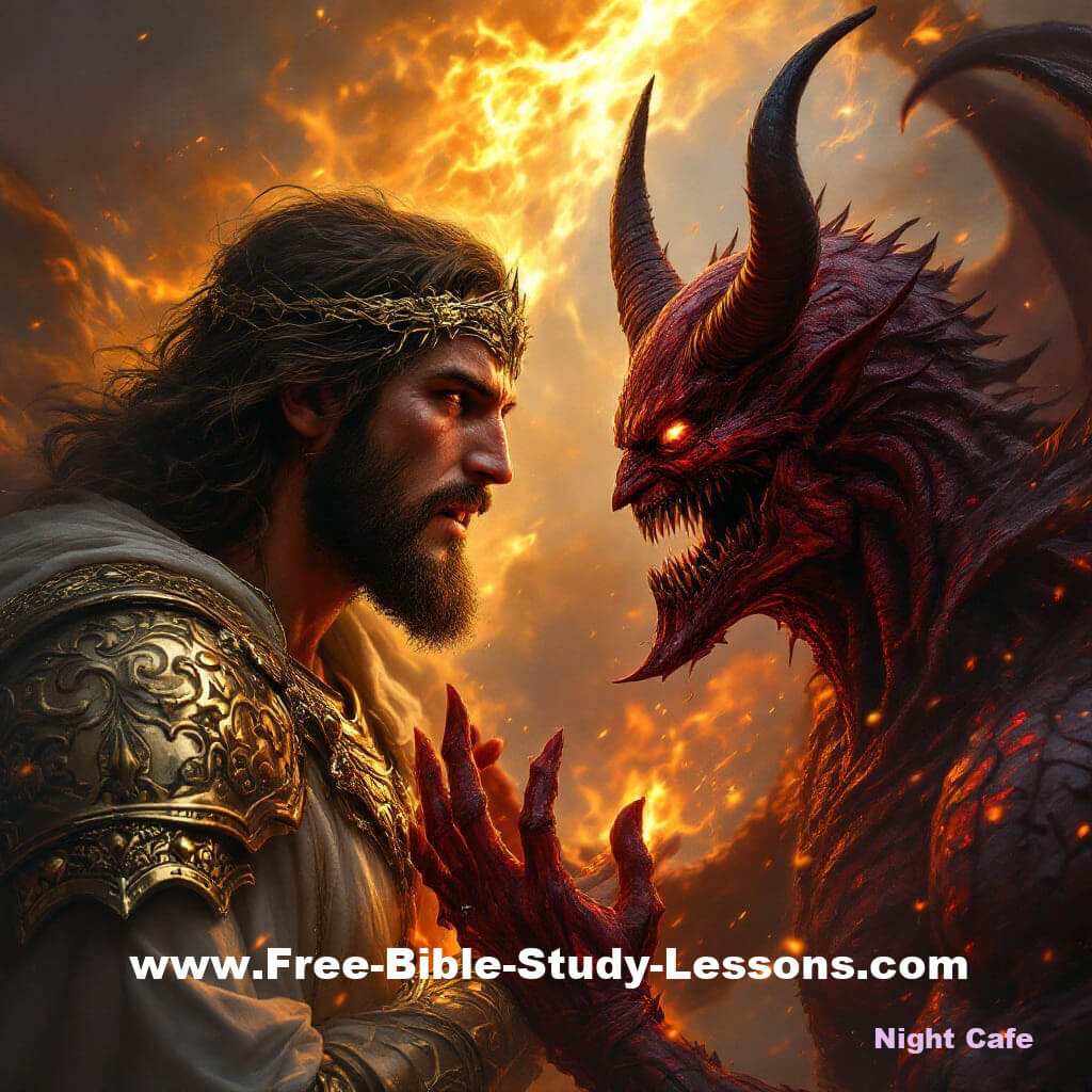 Jesus fighting the devil