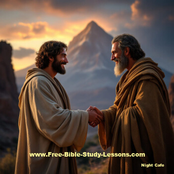 Jesus and Moses shaking hands