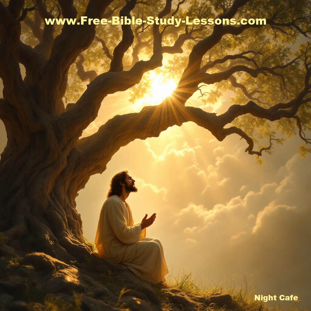 Jesus praying under a tree