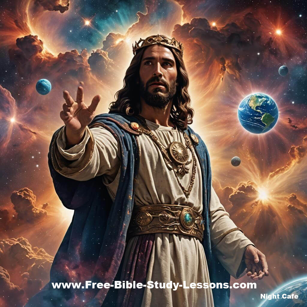 Jesus is King of kings and Lord of lords.  Image created on Night Cafe. Jesus with the Universe