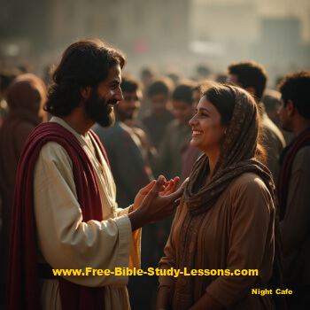Jesus talking with a woman
