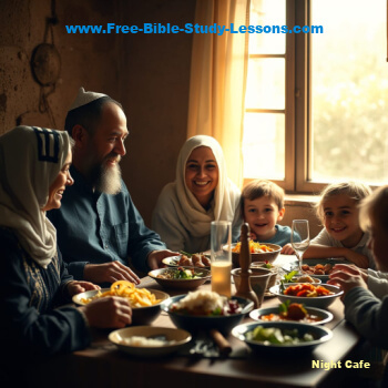 Jewish Family Eating A Meal