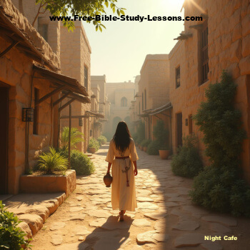 Jewish woman walking to the well