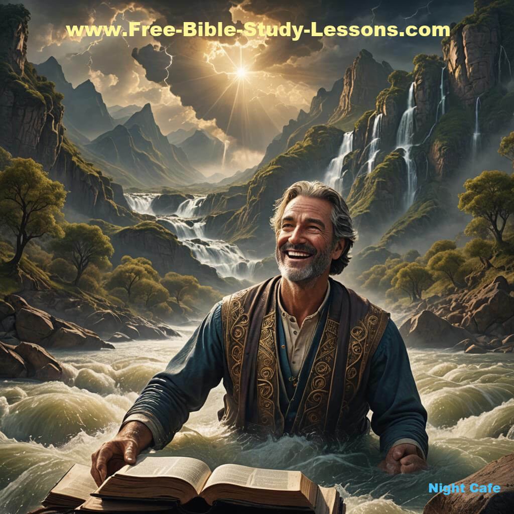 Man and Bible in River of Life