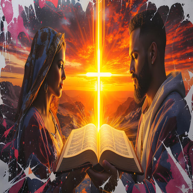 Man and Woman with Bible and Cross