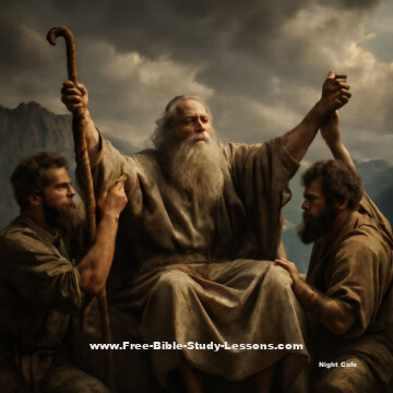Moses raising hands