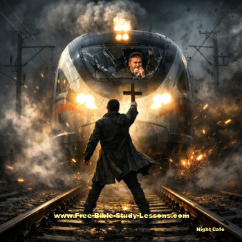 man holding cross in front of speeding train - presumption