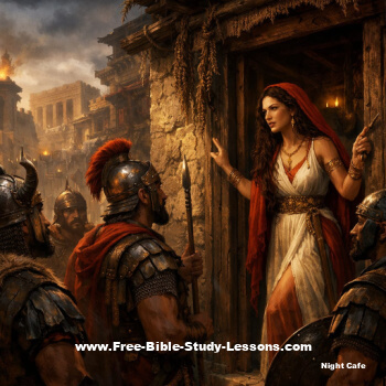 Rahab talking with soldiers