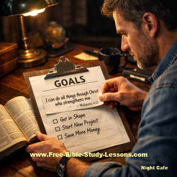Man using Scripture to write goals
