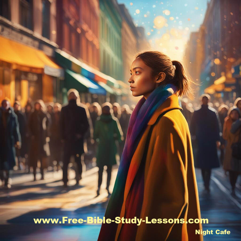 Woman in front of crowd