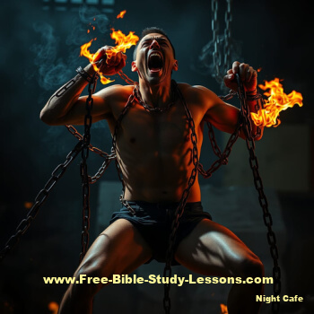 man in chains in hell