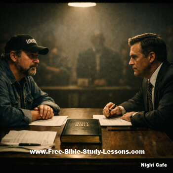 Union Rep and manager negotiating with Bible on table
