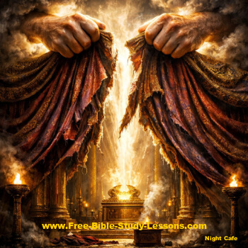 Veil being ripped in two by God