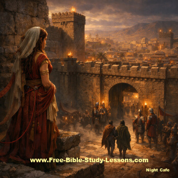 Rahab watching the spies