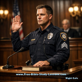 police officer in courtroom