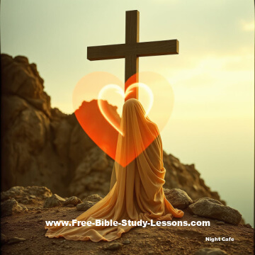 Woman kneeling at cross