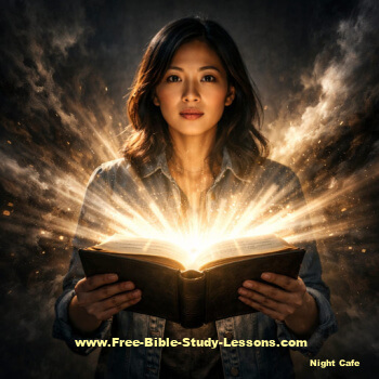 woman holding Bible as light to dispel darkness