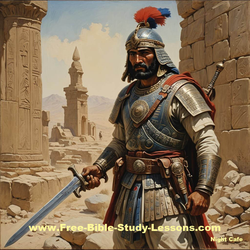 One false move and Rahab's life was over. Ancient Soldier With Drawn Sword