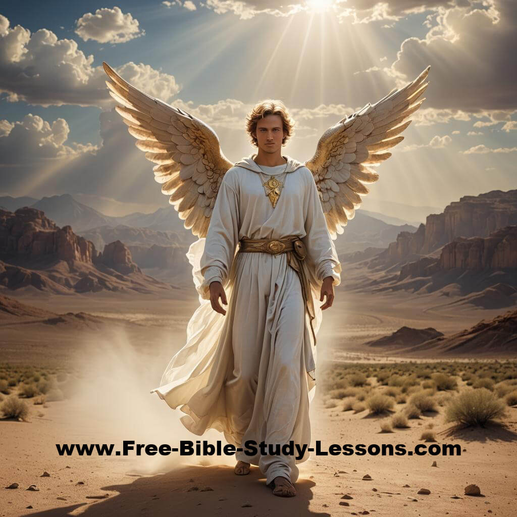 God sees, God cares, God acts.  Image made on Night Cafe. Angel in desert