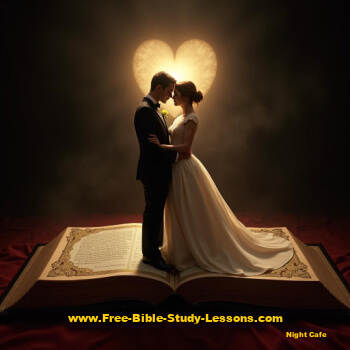 groom and bride standing on Bible
