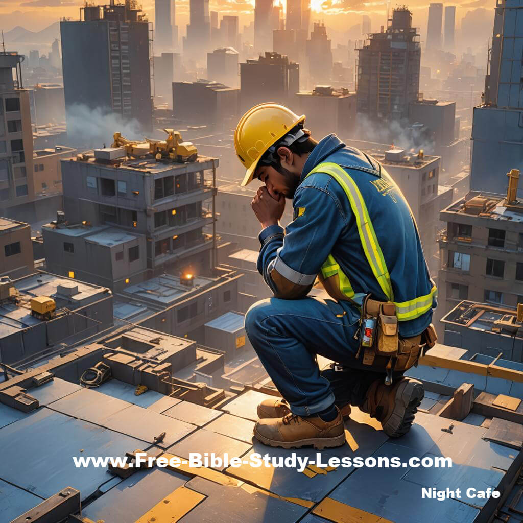 construction worker praying