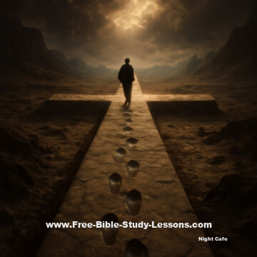 man walking on cross path