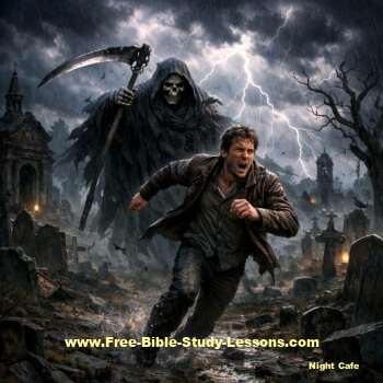 man running from grim reaper