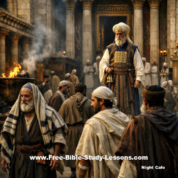 Jewish men in the temple