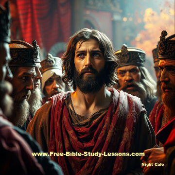 Jesus surrounded by Pharisees