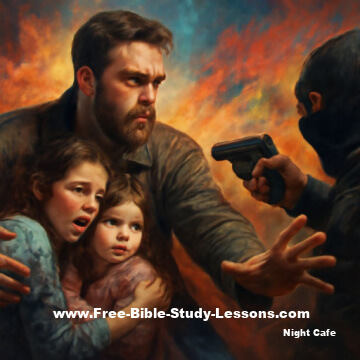 Father protecting family from gunman